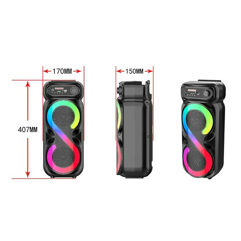 Haut Parleur Bluetooth SING-E ZQS-4272 RGB avec Microphone - Noir