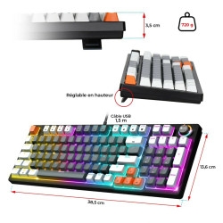 Clavier Mécanique SPIRIT OF GAMER XPERT K350 - Gris - Brown Switch