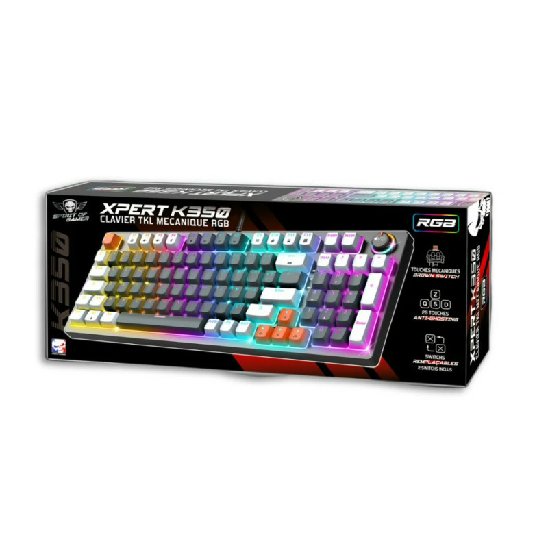 Clavier Mécanique SPIRIT OF GAMER XPERT K350 - Gris - Brown Switch