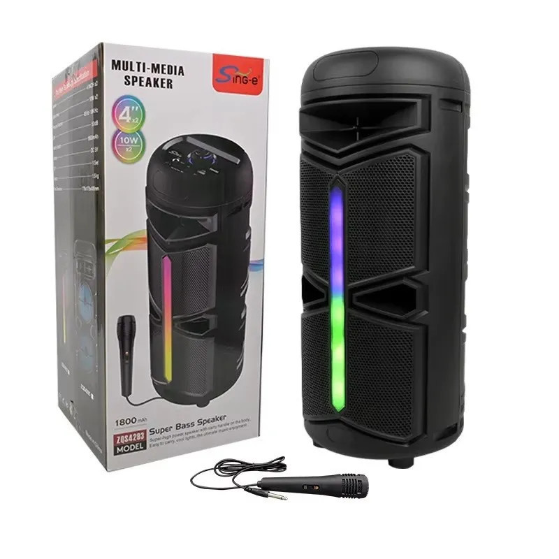 Haut Parleur Bluetooth SING-E ZQS-4293 RGB avec Microphone - Noir