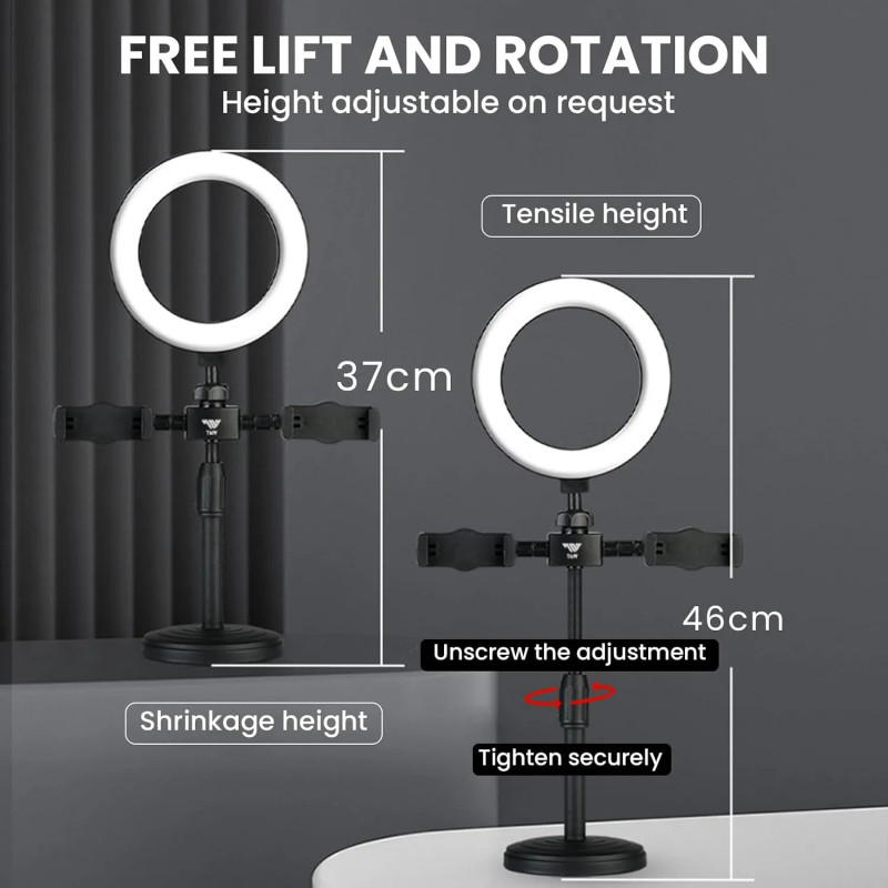 Ring Light 6" avec Trépied et Double Support Smartphone
