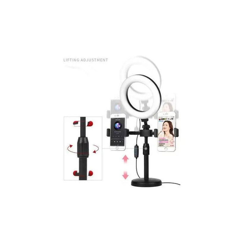Ring Light 6" avec Trépied et Double Support Smartphone