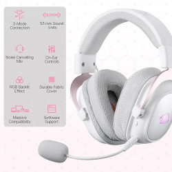 Casque Gaming REDRAGON ZEUS PRO H510 Wireless 7.1 Bluetooth - Blanc