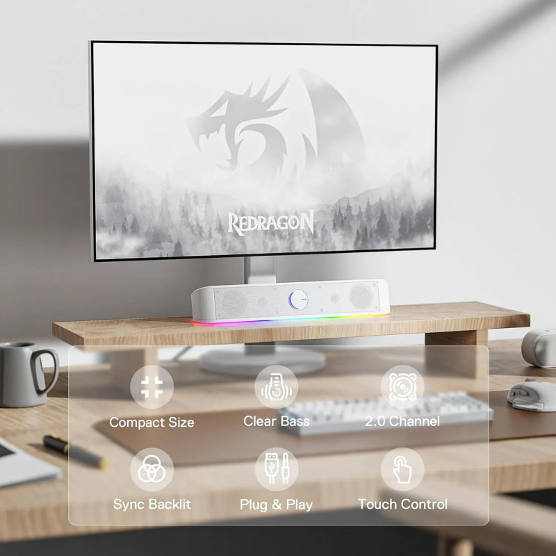 Barre de Son Gaming REDRAGON ADIEMUS RGB GS560 - Blanc