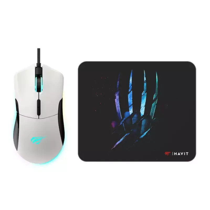 Pack Souris Blanc + Tapis Gaming HAVIT MS1037CM