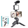 Kit De Production Vidéo avec Trépied, Lumière et Microphone AY-49 - Noir