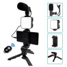 Kit De Production Vidéo avec Trépied, Lumière et Microphone AY-49 - Noir