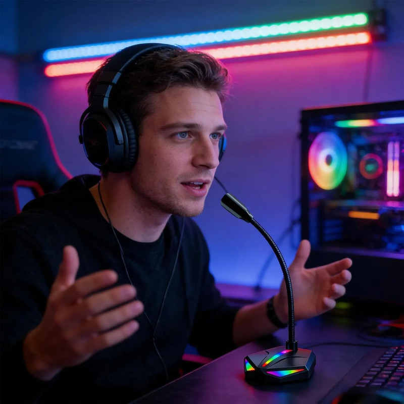 Microphone Gaming USB H1 - RGB - Noir
