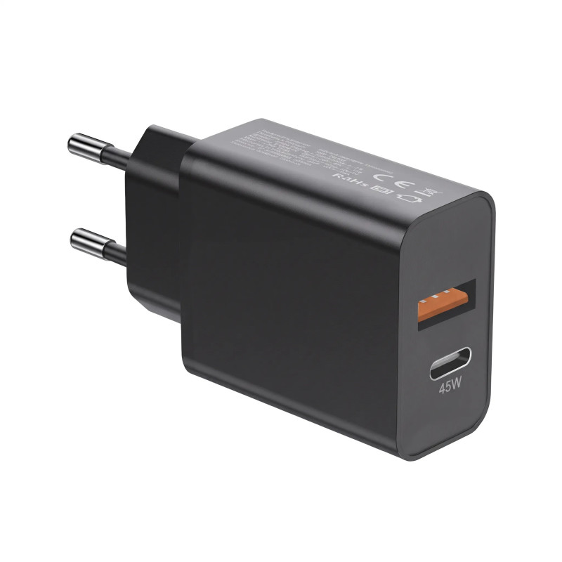 Tète Chargeur USB-C 45W + USB-A CH-26 - Noir
