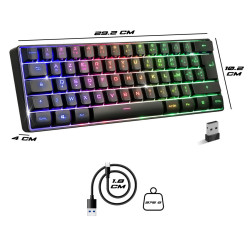Clavier sans Fil / Bluetooth SPIRIT OF GAMER ELITE-K50 TKL RGB - Noir