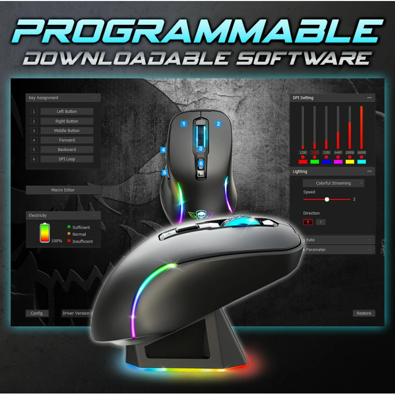 Souris Gaming sans Fil SPIRIT OF GAMER ELITE M50 DARK - Noir
