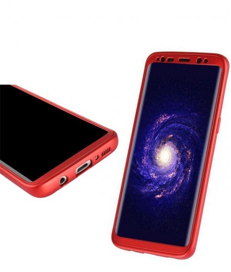 Samsung S8 Plus - Etui en Silicone 360° Avant Rouge Arrière Transparent