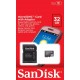 Carte mémoire micro SDHC 32 Go SANDISK + Adaptateur