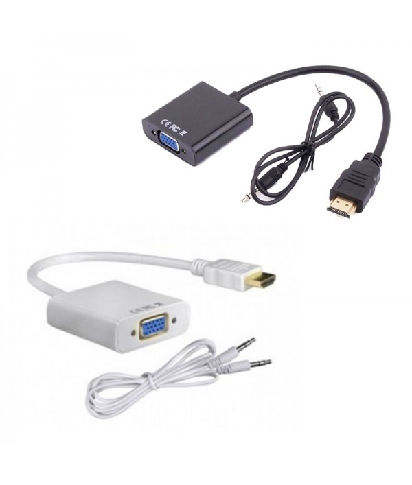Adaptateur HDMI Vers VGA Avec Sortie Audio 3.5 Mm - Conversion Numérique/analogique - Plug & Play Pour PC, Projecteur, Moniteur - 9