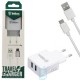 Chargeur Type C 2.4A 2xUSB INKAX CD-01