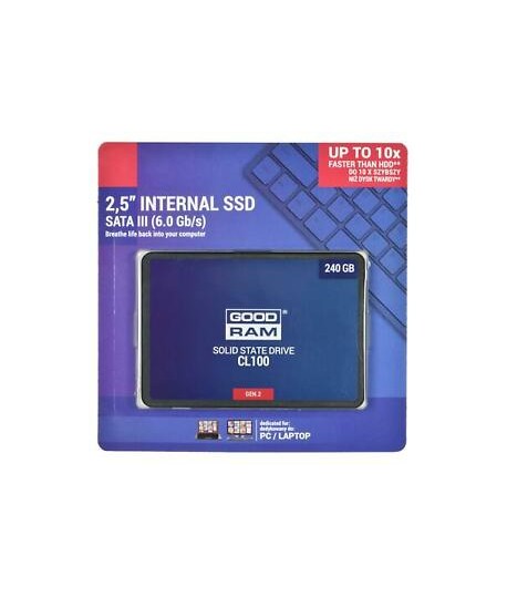 Disque Dur Interne SSD GOODRAM CL100 GEN2 240 GO 2.5" SATA III