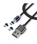 Cable USB Magnétique 3 en 1 Micro USB / Type C / Lightning LTPOWER