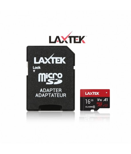 Carte Carte Mémoire LAXTEK 16GB Class 10 avec Adaptateur