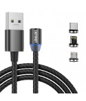 Cable USB Magnétique 3 en 1 Micro USB / Type C / Lightning 2.4A DENMEN D09E