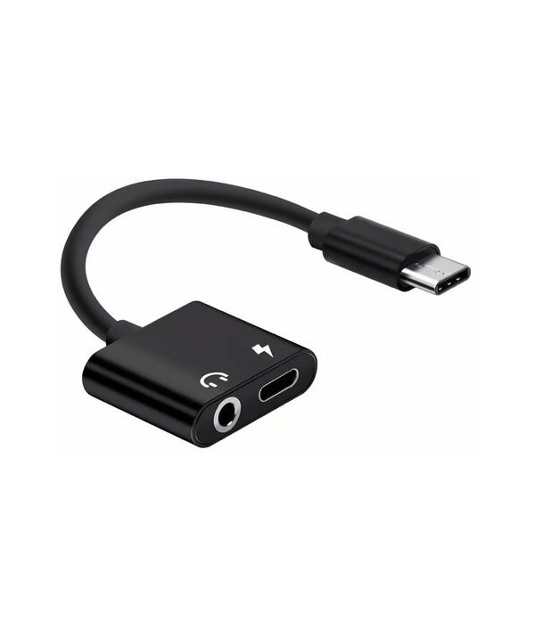 Adaptateur USB-C Vers Double Jack 3,5 Mm - Partage Audio Et Micro - Pour Smartphone Compatible - Longueur 30 Cm - 10
