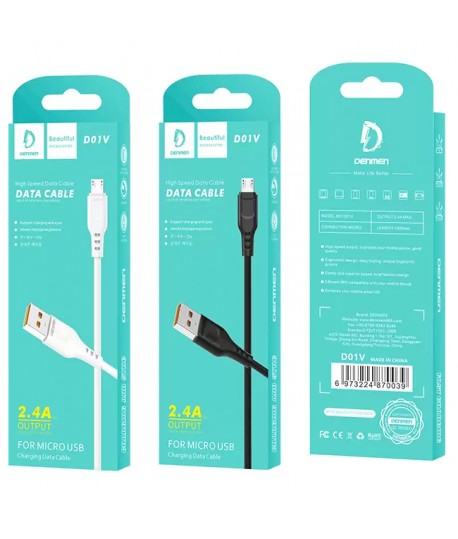Cable Micro USB 1m 2.4A DENMEN D01V