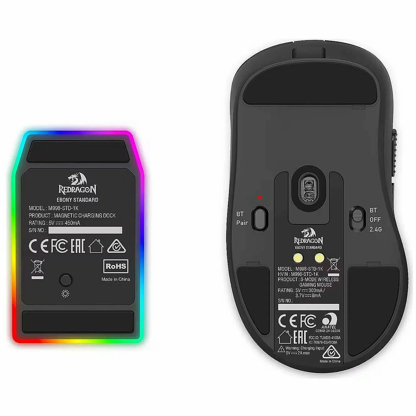Souris Sans Fil / Bluetooth REDRAGON K1NG STANDARD 1K M998-STD - Noir